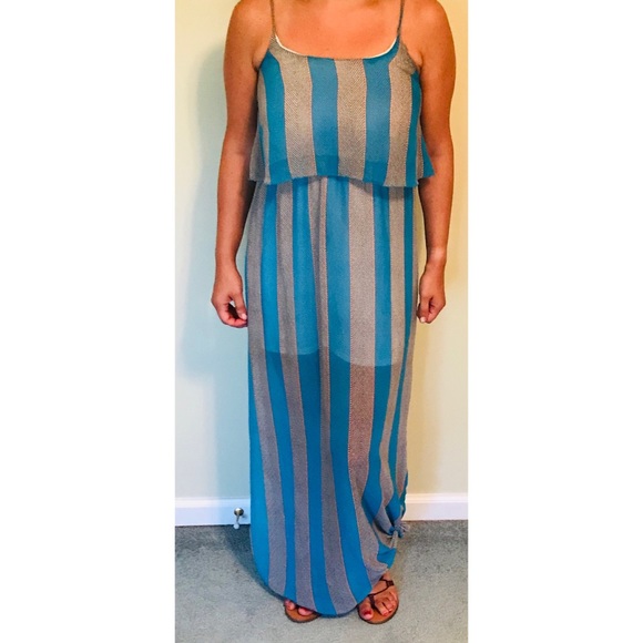 Blue polyester, Printed Maxi Dress - Picture 2 of 6